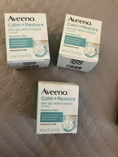 3x! Aveeno Calm + Restore Oat Gel Face Moisturizer 0.5 Oz Trial Size