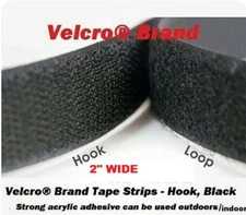 2" wide Velcro® ACRYLIC Adhesive Tape Strip Hook and Loop Black Velcro 2 inch in