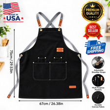 HEAVY DUTY Canvas Kitchen Chef Cooking Apron Cross-Back Adjustable Bib Work BBQ