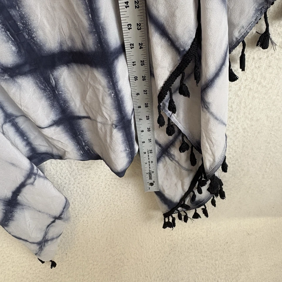 Blusa kimono poncho seda tie dye azul y blanco Elevenses para mujer talla única Foto 4 de 4