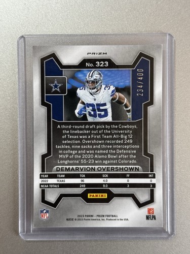 Demarvion Overshown Dallas Cowboys Panini Prizm NFL 2023 PANDORA ROOKIE SP /400 - Bild 7 von 7