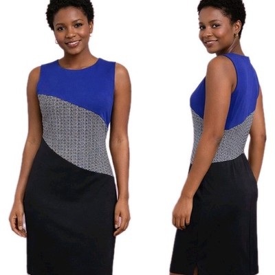 ALEX MARIE Size 6 Tweed Colorblock Sleeveless Sheath Dress Business Professional