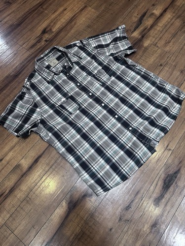 Sonoma Men Shirt Black/Green Plaid Shirt Short Sleeve sport XXL 2 ...