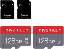 2 Pack 128 GB Micro Memory Card with Adapter, TF Memory Card Class 10, Mini Memo