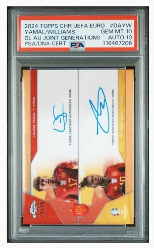 2023 Topps Chrome UEFA Lamine Yamal Nico Williams Dual Auto RC /25 PSA 10/10