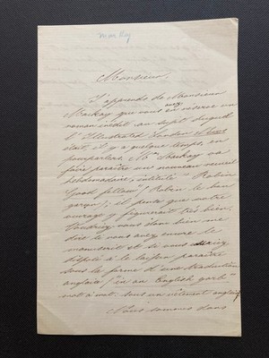 19. Jahrhundert unsignierter Brief französisch Charles Mackay Robin Goodfellow Journalismus