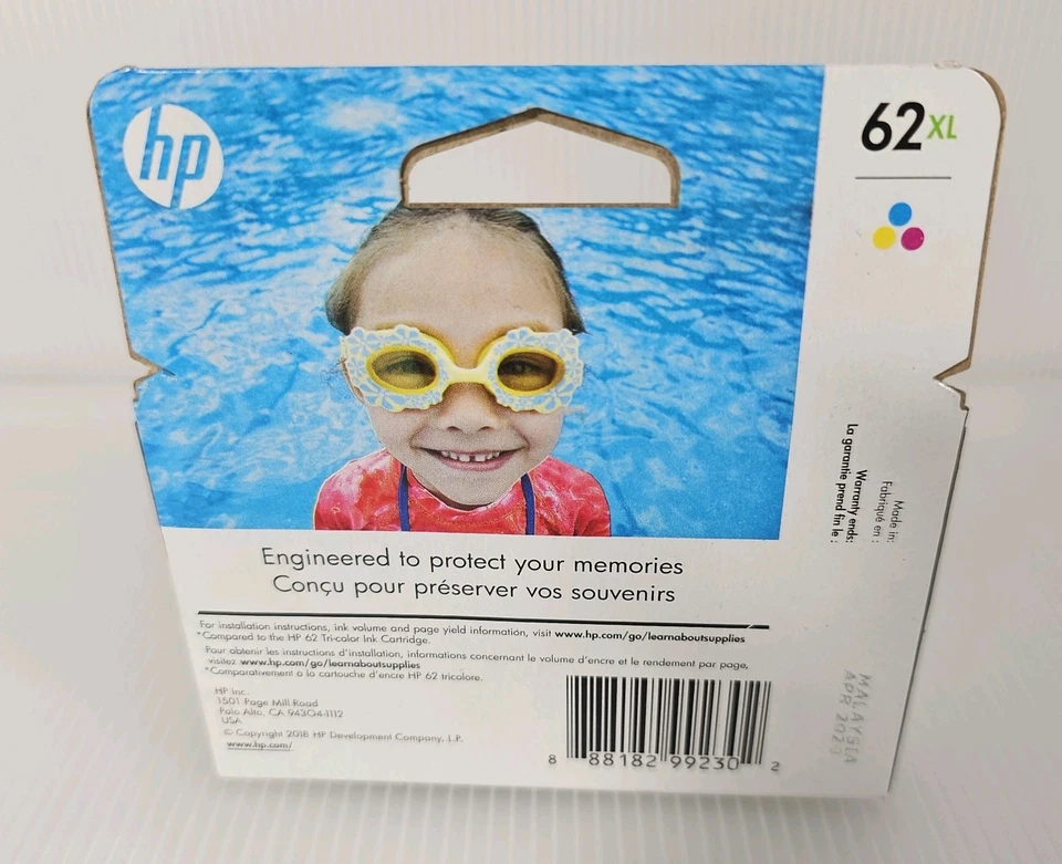 HP 62 XL Tri-Color Printer Ink Cartridge Expired April 2020 - Image 3 of 3