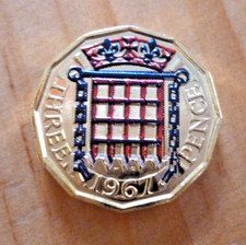 1967 Threepence Coin. Gold Plated. In a Capsule. Queen Elizabeth II