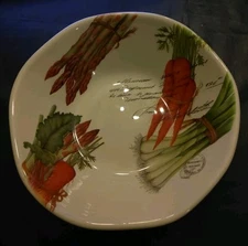 Opificio Etico Ceramiche Serving Bowl Made In Italy Multi Vegetable Design 12in.