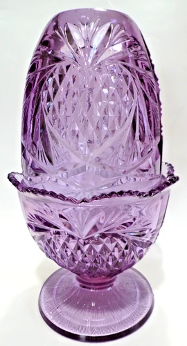 Vtg Fenton Wisteria Purple Fairy Light Lamp Pedestal Heart Glass 1977-78