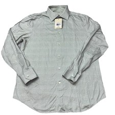 Bugatchi Men's Jimmy Double Sided Herringbone OoohCotton Shirt Mint Green M NWT