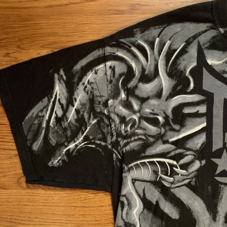 Vtg Y2K Tapout MPS T-Shirt All Over AOP Dragon Devil Logo UFC MMA Fighting Tee L - Image 4 of 4