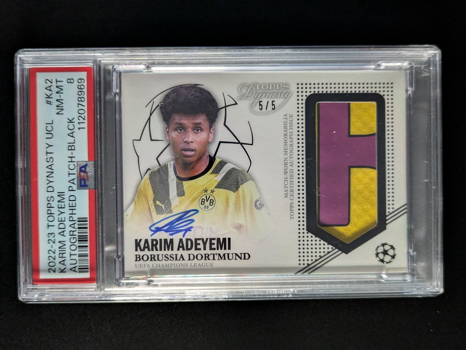 2022-23 Topps Dynasty KARIM ADEYEMI 5/5 Patch Auto Black #AP-KA2 PSA 8