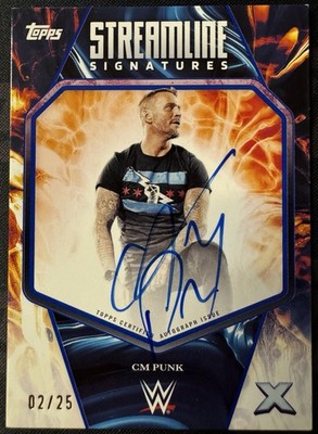 2025 Topps WWE Exalted CM Punk /25 Blue Streamline Signatures Auto #STS-CMP