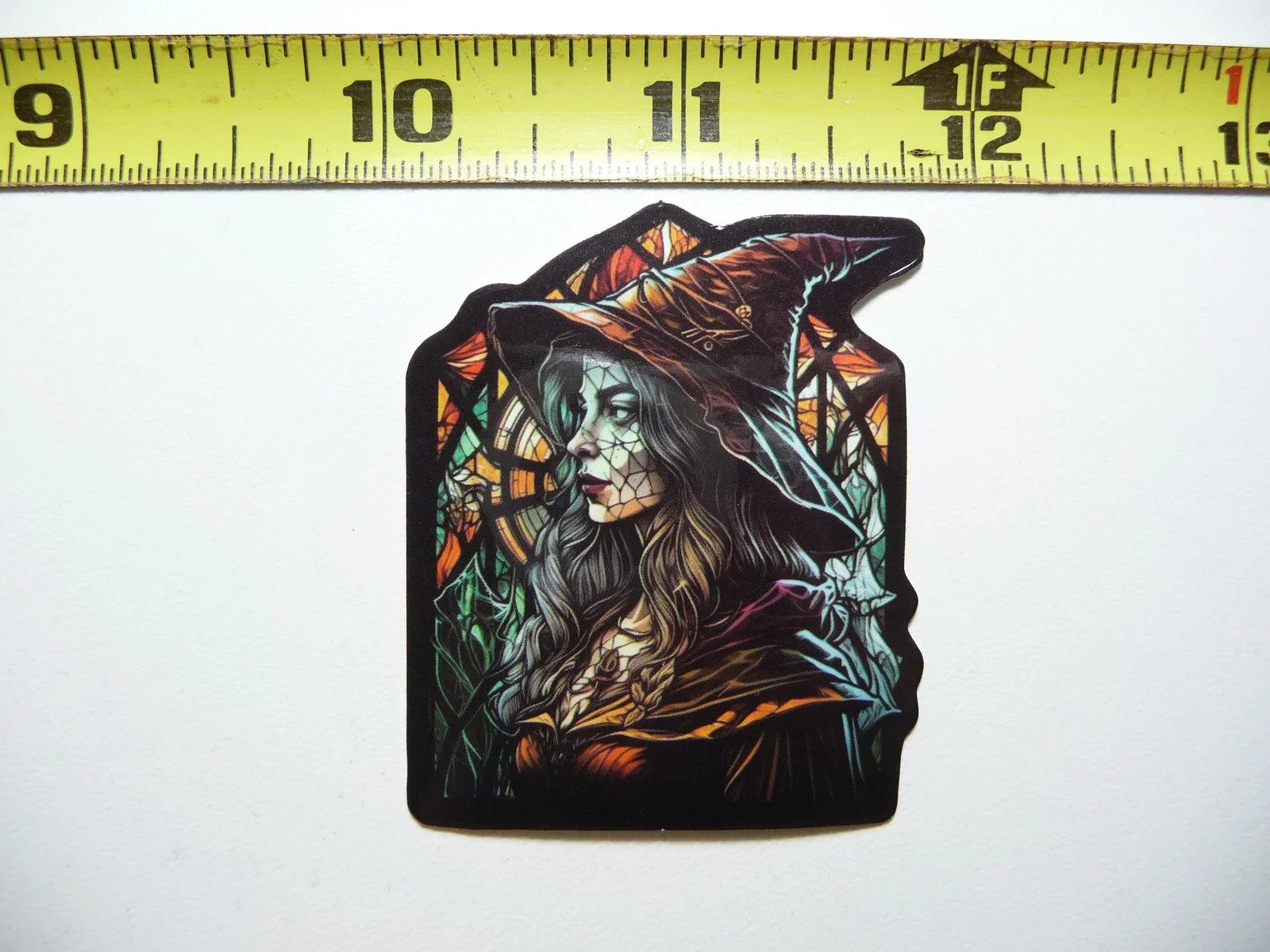 Witch Hat Cloak Small Sticker Decal Stained Glass Style Beautiful Colors