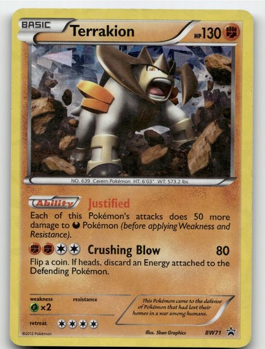 TERRAKION BW71 PROMO HOLO BLACK AND WHITE PROMO POKEMON LIGHTLY PLAYED