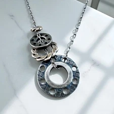 Lure Signed Sterling Silver Industrial Modernist Minimalist Pendant Necklace 925