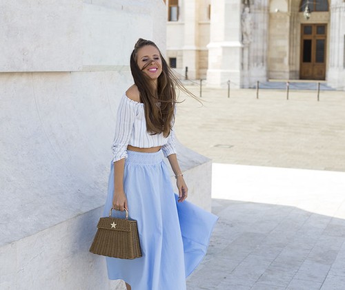 zara long blue skirt