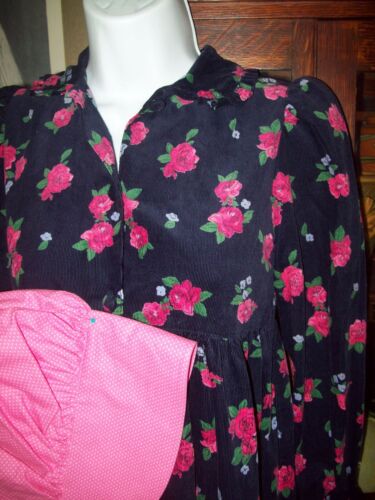 PIONEER GIRLS 8 Navy Corderoy abito stampa floreale autunno cuore stringhe cofano - Foto 2 di 4