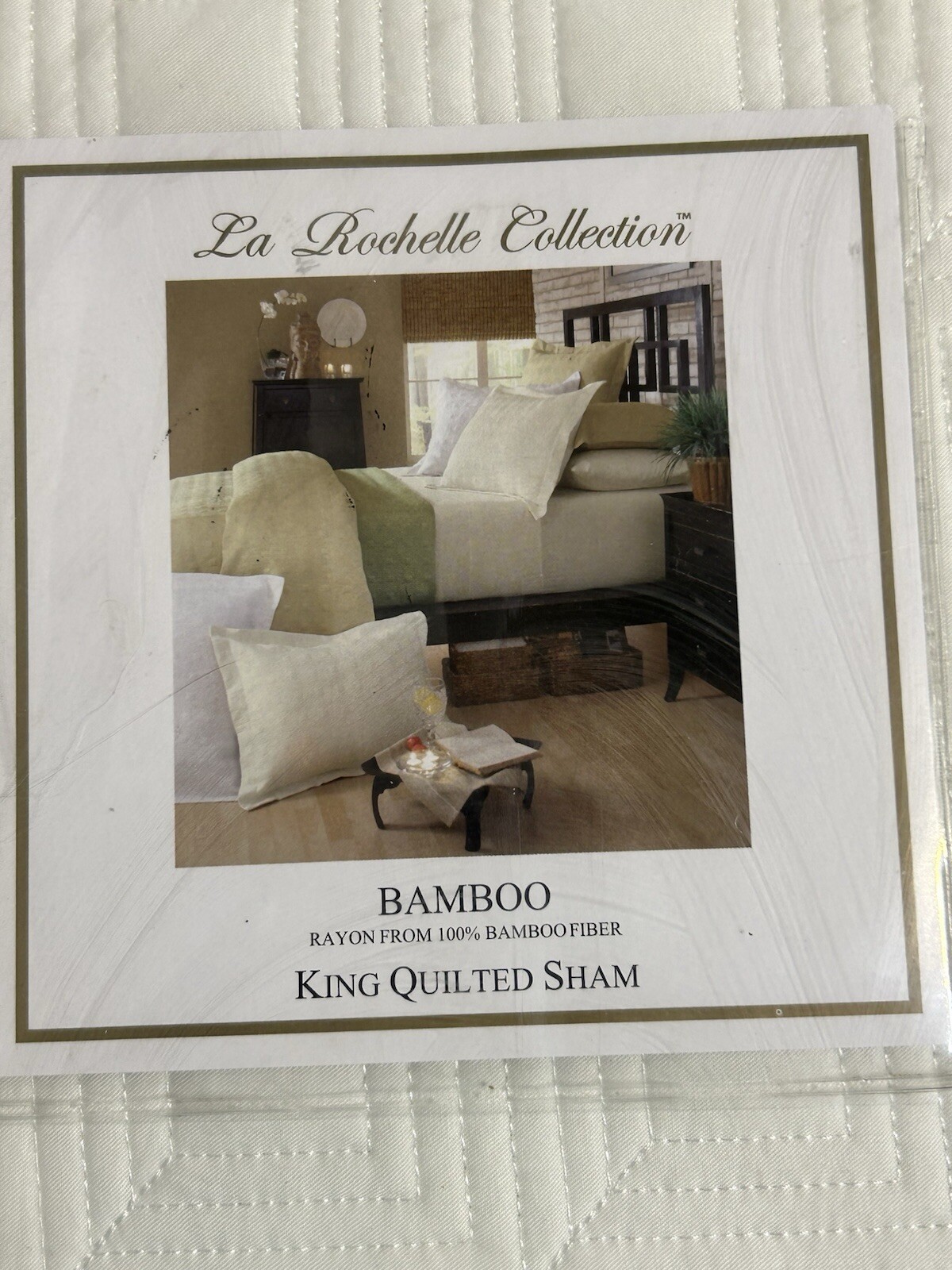 La Rochelle Collection King Quilted Sham Bamboo White 21” X37” 100% Rayon 