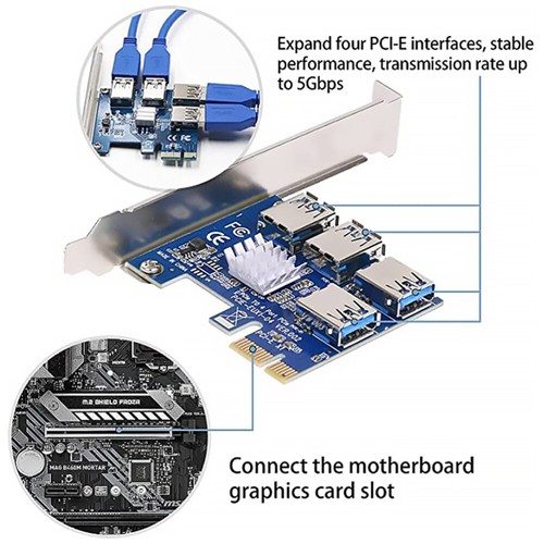 4 Count PCI-E-Erweiterungskarte PCIE PCI-EXPRESS -Expansionskartenadapter - Afbeelding 10 van 12