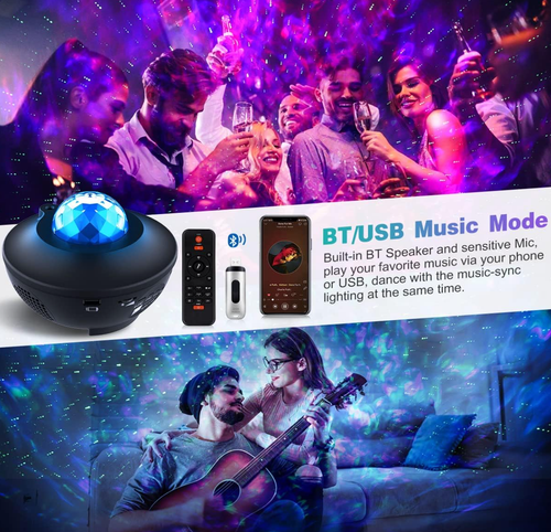 CASSA BLUETOOTH CON PROIETTORE LUCE LAMPADA CIELO STELLATO PARTY FESTE NATALE - Foto 14 di 16