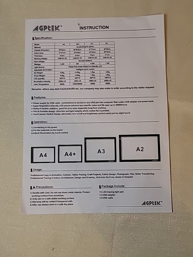 LED AGPtek Tracing Light Box Pad A4 Dimmable Brightness Drawing Sketching Thin - Picture 14 of 20