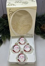 4 Vintage Visions By Holly, Pearl, Glass Bulbs Gold Tops Christmas Ornaments USA