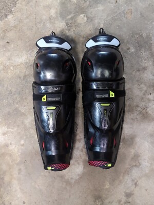 Bauer Vapor Hyperlite Shin Guards Senior Size 15 Cracked Right - See Pics