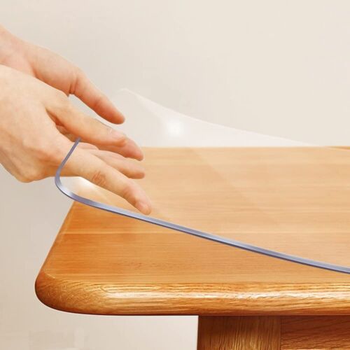 PVC Clear Table Protector - Multisize Thick Transparent Plastic Desk Cover, R...