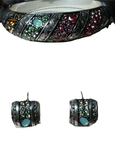 Brighton Set Bracelet ~7 Inches & Earrings ~ 1/2 Inch Collection Crystals - Picture 2 of 9