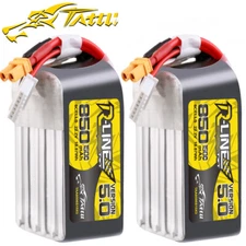 2X Tattu R-Line Version 5.0 850mAh 22.2V 150C 6S Lipo Battery XT30U-F For FPV US