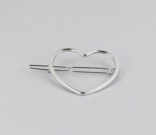 Silver heart barrette outline shape metal hair clip barrette shiny clip