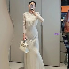 Womens Self-Portrait Autumn Diamond Long Sleeve High Waist Slim Half Skirt Set