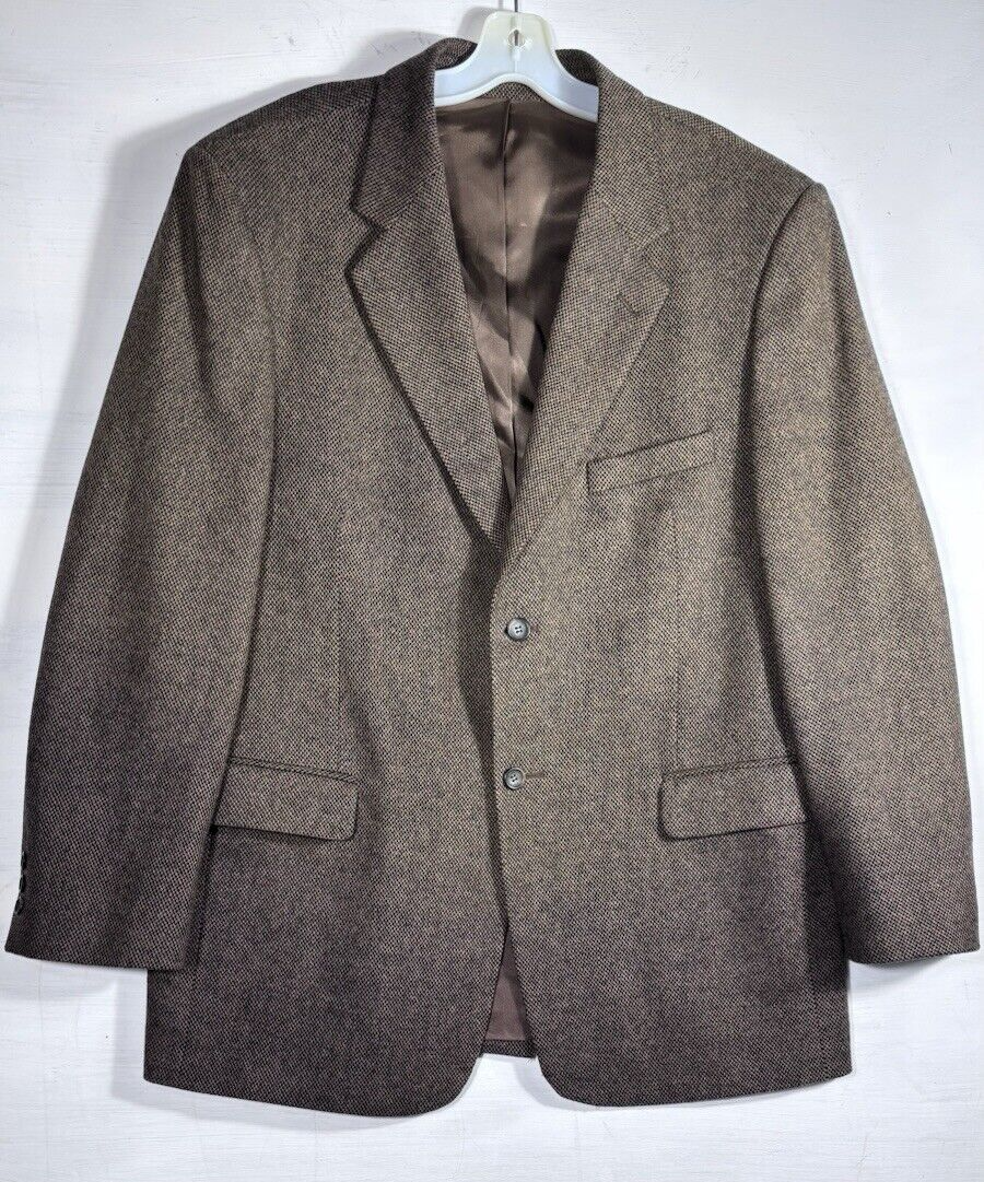 Stafford Blazer Men 44R Brown Herringbone Wool Classic Fit Career Jacket-image
