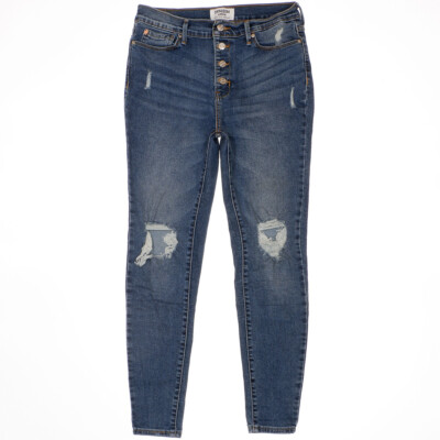 Denizen High Rise Jegging Jeans 9 Distressed Button Juniors Measures 28x26.5
