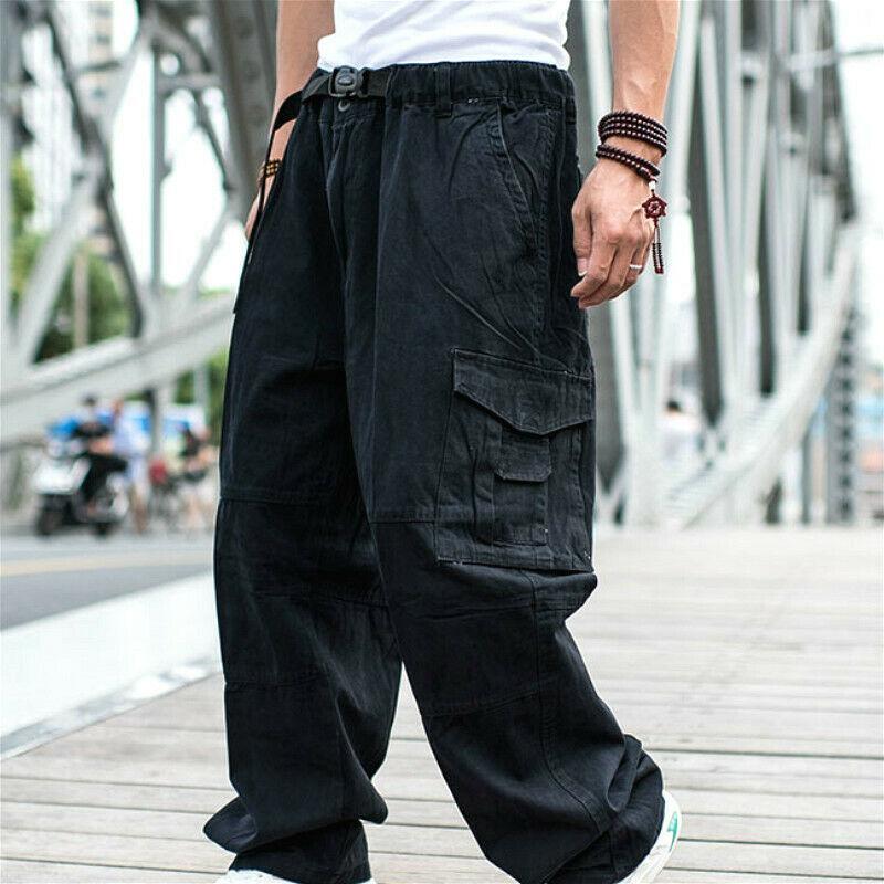 アウトポケットバギーパンツOut Pocket Baggy Pants Men Baggy Pants Loose Cargo Trousers Hip Hop Pocket Dance Casual