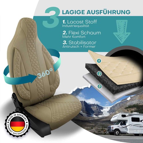Fundas de asiento de autocaravana adecuadas para Keystone RV Bullet (beige) - Imagen 2 de 11