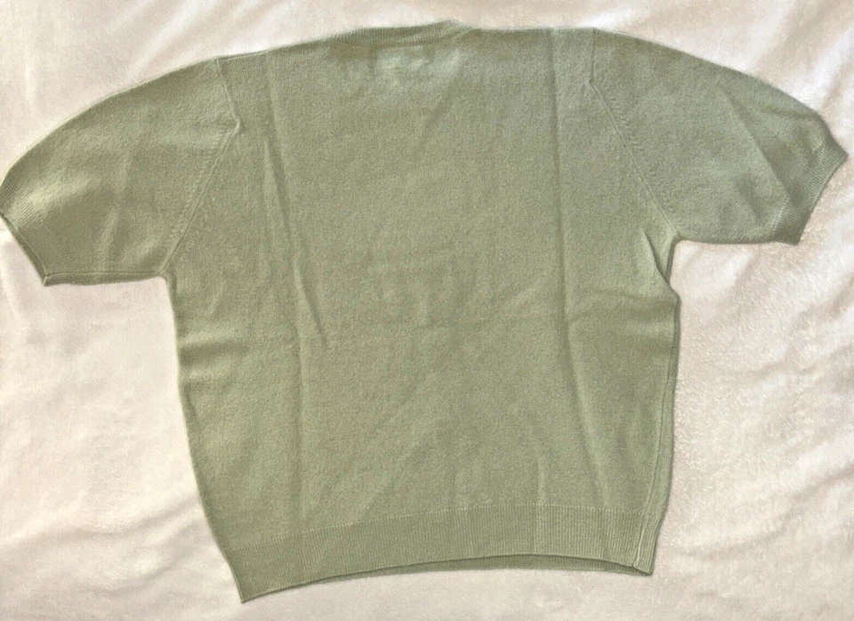 Винтажный зеленый Glenmac Knitwear ворота коротким рукавом свитер Geelong ягненка шерсти - Изображение 2 из 4