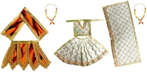 Shiv Parvati Poshak Handcrafted Silk Cloth Hinduism Goddess Dress Shankar Vastra - 第 3/3 張圖片