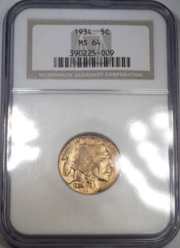 1934 Buffalo Nickel NGC graded MS 64