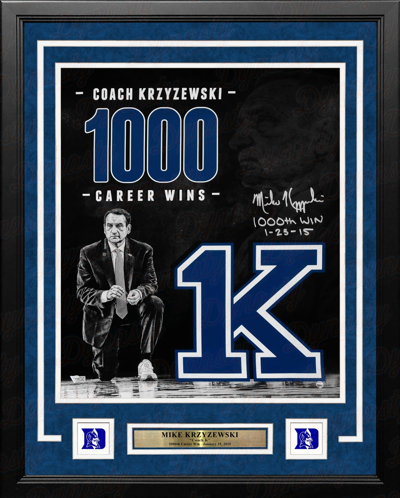 Mike Krzyzewski Autographed Signed Duke Blue Devils Duke 16x20 1000th Win College Photo Fanatics 