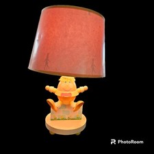 Vintage Whimsical Humpty Dumpty Children's Side Table Lamp Wood Original Shade