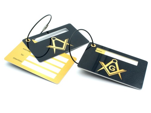 Freemasons Luggage Tag with Masonic Square and Compass Symbol - Picture 2 of 6