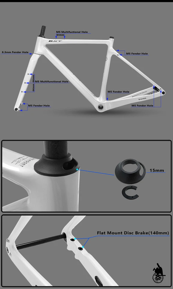 BXT 700*25C Kohlefaser Frame Rennrad Fahrradrahmen Rahmenset Fahrradrahmen Neu - Bild 4 von 4