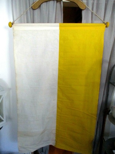 1 Festtagsfahne Gelb/Weiss Fahnen Richter 100% Baumwolle 120x78cmVintage 50/60er