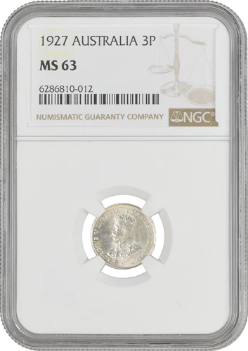 Australia 3 pence 1927, NGC MS63, "King George V (1911 - 1936)"