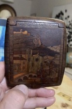 Portasigaretta Legno Finemente Intarsiata Castel Di Sangro 1920 Raro Collezione