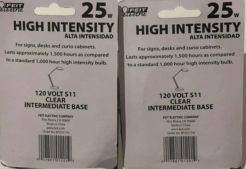 FEIT ELECTRIC (4 BULBS)-2 APPLIANCE BP25T8N-2 HIGH INTENSITY BP25511N (25 WATT) - Image 3 of 4