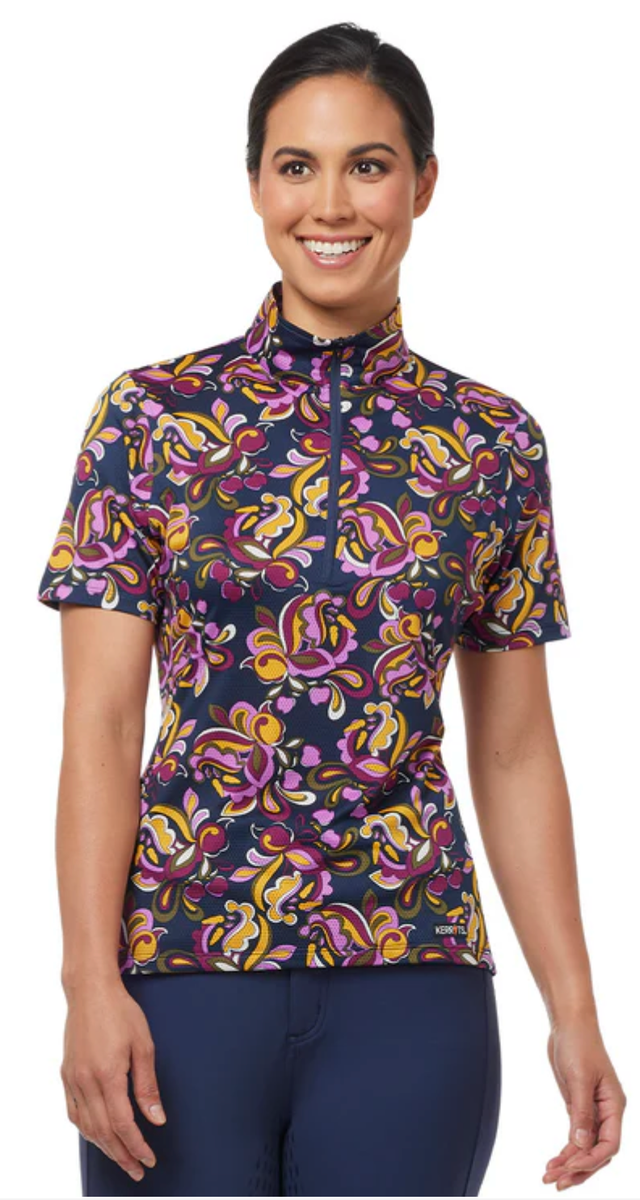 Chemise Manches Courtes Kerrits Kids Summer Ride Ice Fil – Imprimé Cheval, Neuve
